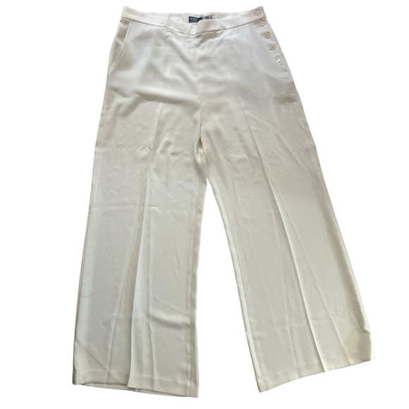 Ralph Lauren Classics Cream Wide-Leg Pants